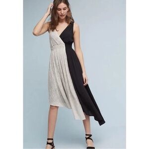 Anthropologie Black and Cream Asymmetrical Dress